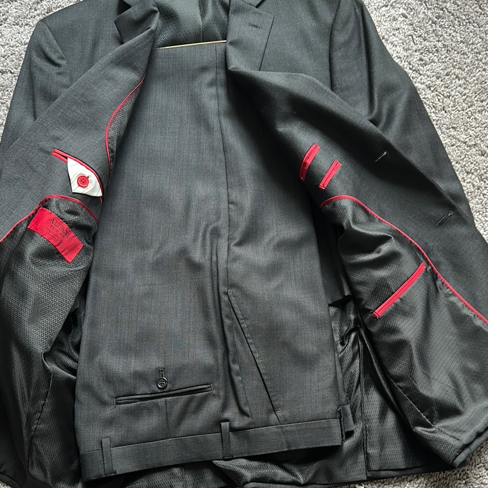 Alfani Charcoal Suit with Red Accents